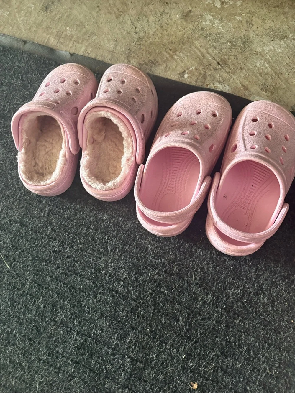 Toddler Girls Sparkly Pink Clogs (2 Pairs  - one with warm liner) - Size 8T